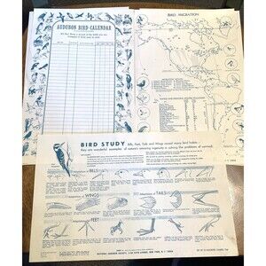 Audubon Society Educational Bird Papers Vintage Ephemera